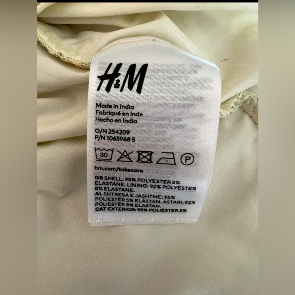 H&M Yellow Floral Ruched Spaghetti Strap Mini Dress - Picture 6 of 7